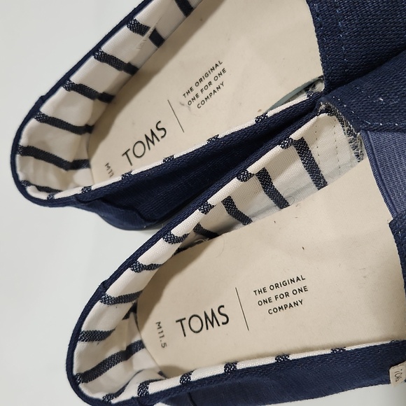 TOMS Classic Loafers Navy Blue Canvas Size 11.5 - Picture 8 of 11